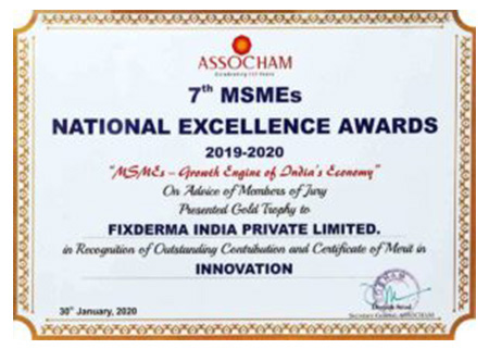 Năm 2020 Fixderma vinh hạnh nhận được giải Xuất sắc Quốc gia MSME