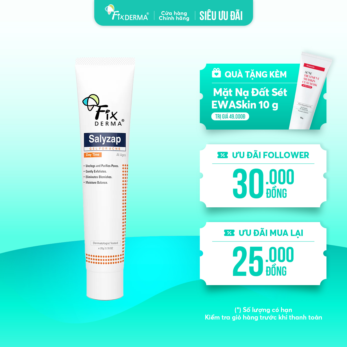 Fixderma Salyzap Gel Day Time – Giải pháp xử lý mụn sưng viêm hiệu quả và an toàn Fixderma Salyzap Gel Day Time – Giải pháp xử lý mụn sưng viêm hiệu quả và an toàn