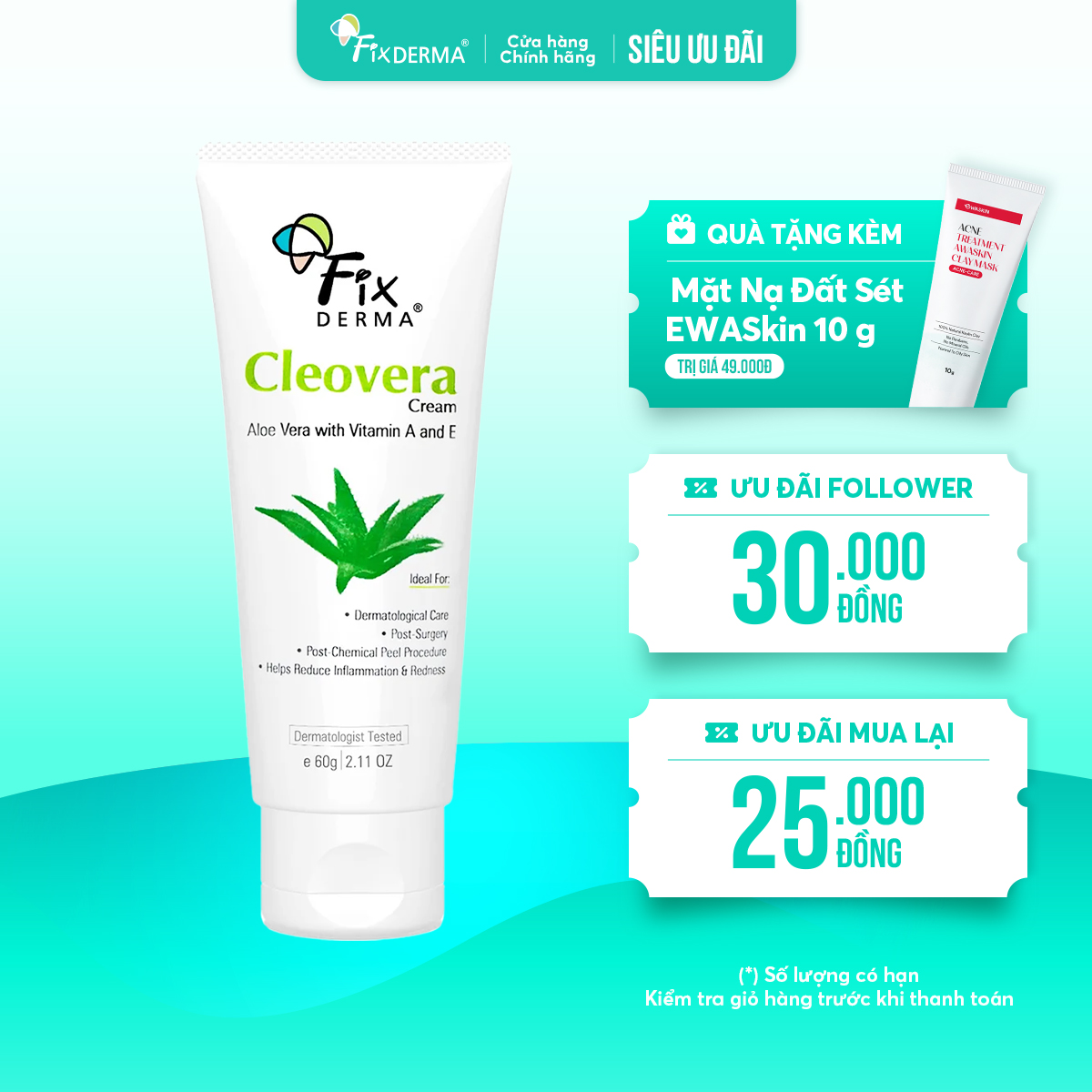 Kem dưỡng ẩm giúp da mềm mại Fixderma Cleovera Cream 60g – Giải pháp phục hồi và làm dịu làn da khô nhạy cảm Kem dưỡng ẩm giúp da mềm mại Fixderma Cleovera Cream 60g – Giải pháp phục hồi và làm dịu làn da khô nhạy cảm