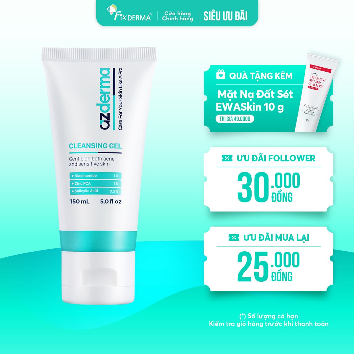 Sữa rửa mặt Azderma Cleansing Gel