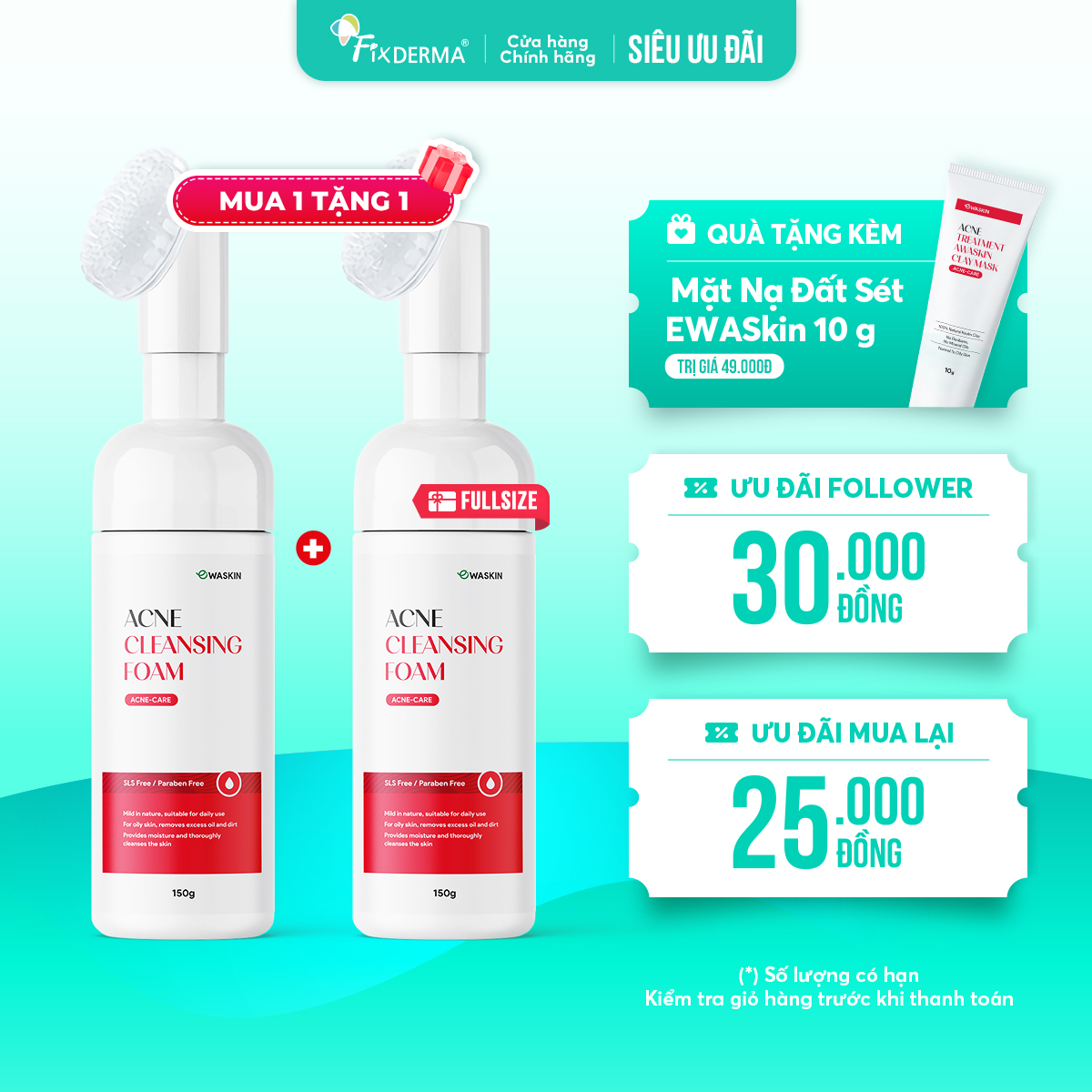 Sữa rửa mặt EWASkin Acne Cleansing Foam – Làm sạch sâu, hỗ trợ giảm mụn, dịu nhẹ cho da dầu mụn Sữa rửa mặt EWASkin Acne Cleansing Foam – Làm sạch sâu, hỗ trợ giảm mụn, dịu nhẹ cho da dầu mụn